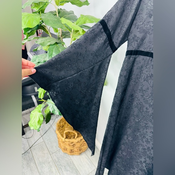 Eternal Love Vintage Y2K Black Velvet Trim Jacquard Goth Dress - Picture 4 of 9